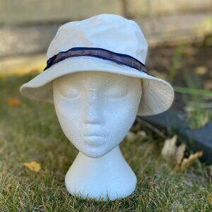 Totes Bucket Hat Water Proof Rain Rolls Right Off Women Size L Ribbon White